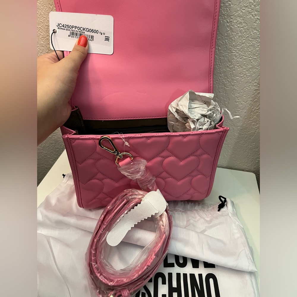 NWT Love Moschino Quilted Pink Bag (+Crossbody strap) - Picture 4 of 7